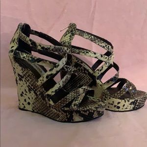 Pair of Steve Madden snake skin wedges